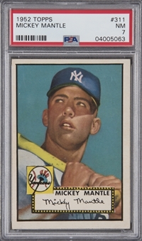 1952 Topps #311 Mickey Mantle Rookie Card – PSA NM 7